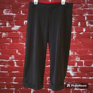Black and Red Wide Leg Cropped Trousers Size 9/10